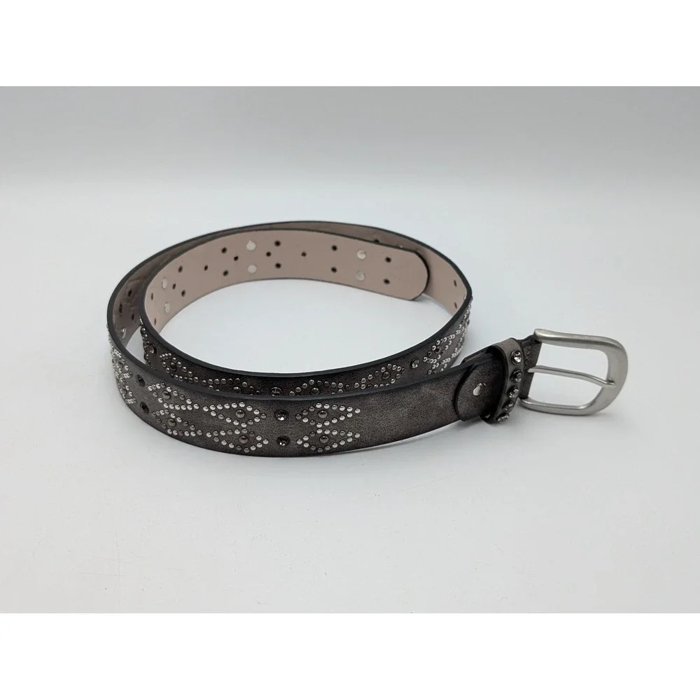 BKE Belt Womens XL Grey Studded Rhinestone BL310 Metallic Western Boho‎ Edgy 46